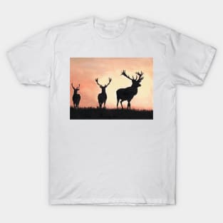 Majestic Family Stag and Does siloettes. T-Shirt